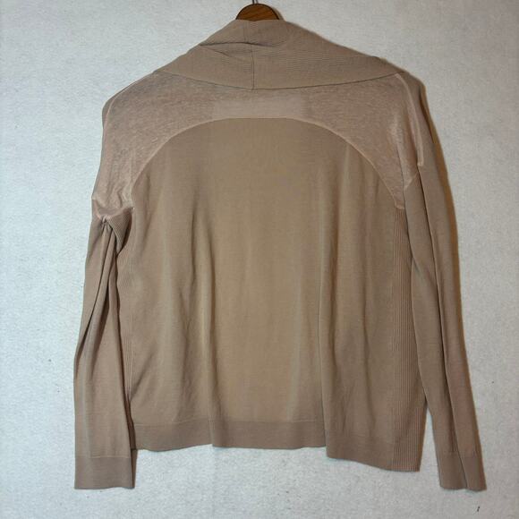 Theory Pink Linen Blend Draped Open Front Cardigan Womens Size Large Lightweight - Picture 3 of 7